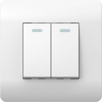 Выключатель 2-клавишный с подсветкой CHINT NEW3-E, 10А, белый Выключатель 2-клавишный с подсветкой CHINT NEW3-E, 10А, белый