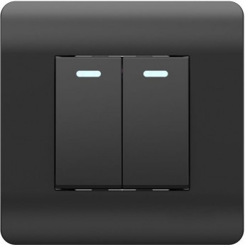 Выключатель 2-клавишный с подсветкой CHINT NEW3-E, 10А, черный