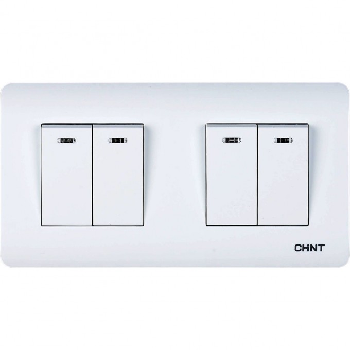 Выключатель 4-клавишный CHINT проходной с LED-подсветкой 10А 250В 715401 Выключатель 4-клавишный CHINT проходной с LED-подсветкой 10А 250В 715401