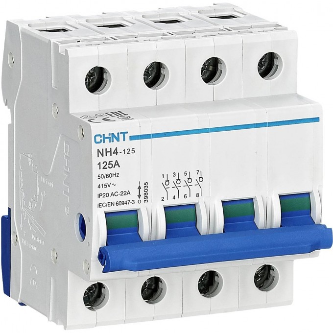 Выключатель нагрузки CHINT NH4 4P 100A (R) 398045 Выключатель нагрузки CHINT NH4 4P 100A (R) 398045